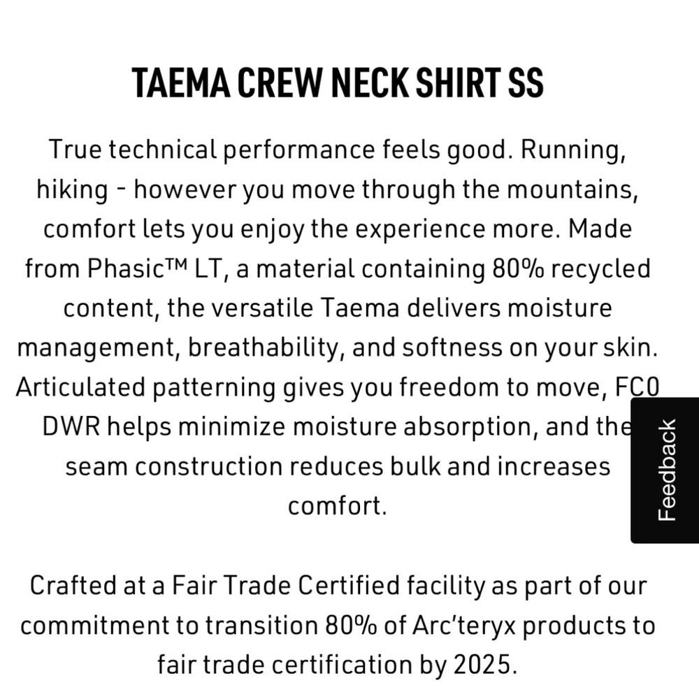 NWT Small women’s Taema Tee - tech t-shirt - light gray - Arc’teryx “Seattle” - Picture 6 of 6